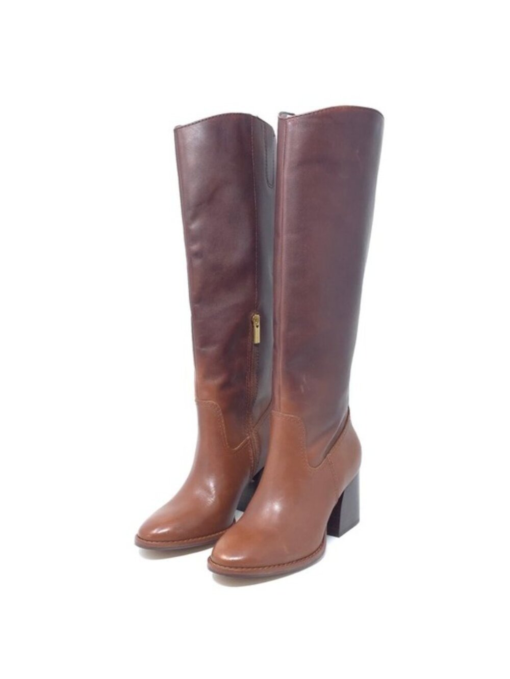 Vince Camuto Boots Leila Brown Leather Block Heel Knee High Size 6M - Picture 2 of 12